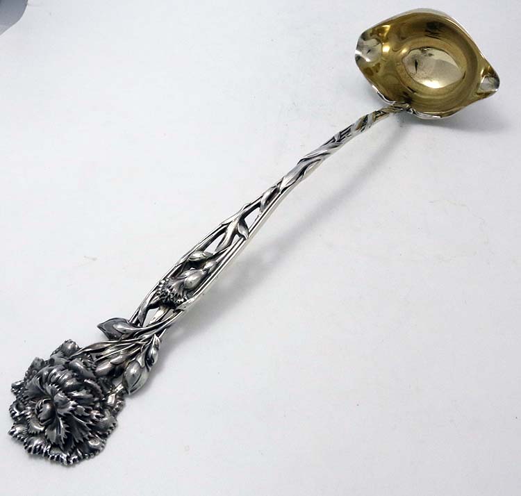 antique art nouveau sterling silver punch ladle by Fuchs
